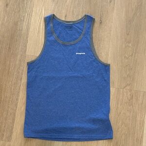 Patagonia Men's Blue and Gray Tank Top